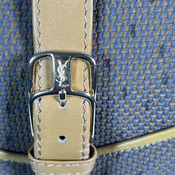 Authentic YSL Saint Laurent travel weekend tote bag leather canvas lock n key - Picture 5 of 16